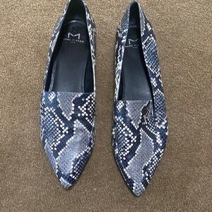 Marc Fisher Black and Gray Snakeskin Loafers